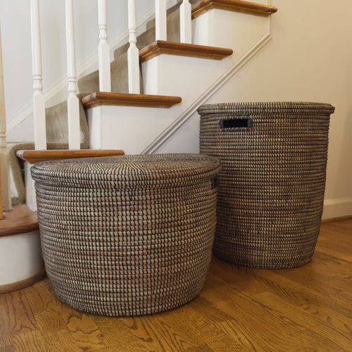 Black Flat Lid Floor Basket - Evoriah