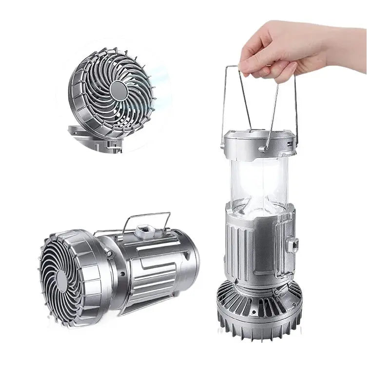 Portable Outdoor Solar LED Lights Waterproof Lantern with Fan - Evoriah