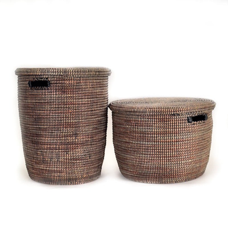 Black Flat Lid Floor Basket - Evoriah