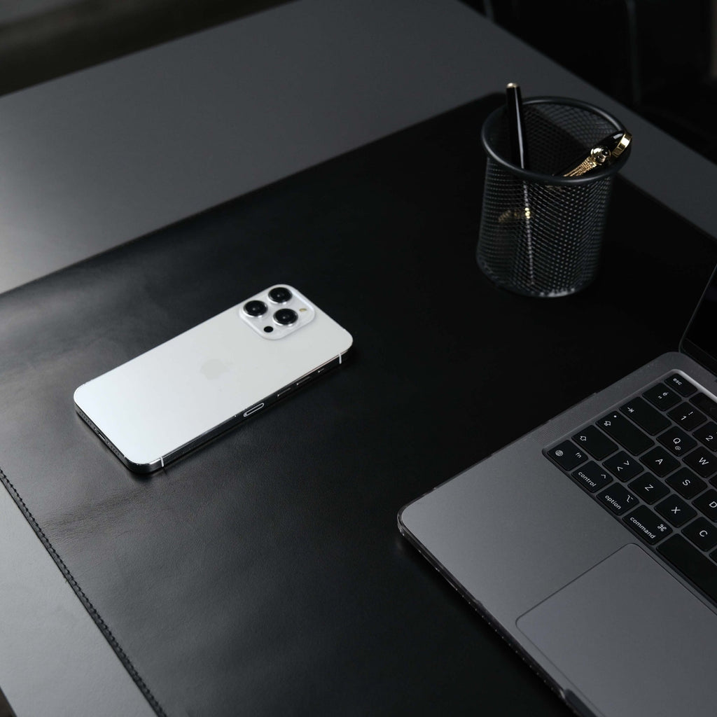 Jersey Black Leather Desk Pad for Office and Home - Evoriah