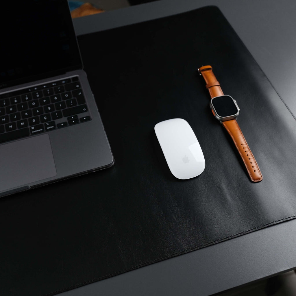 Jersey Black Leather Desk Pad for Office and Home - Evoriah