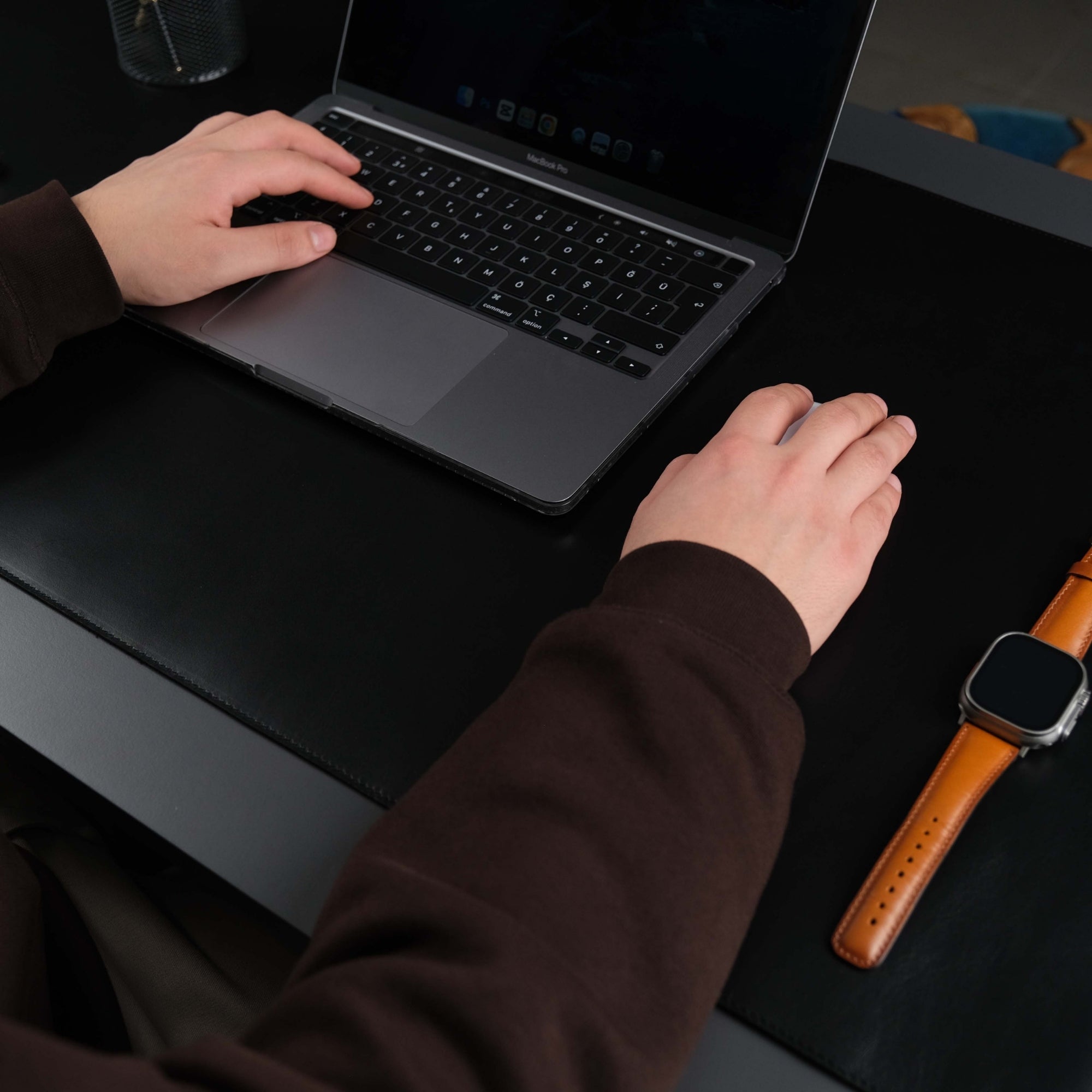 Jersey Black Leather Desk Pad for Office and Home - Evoriah